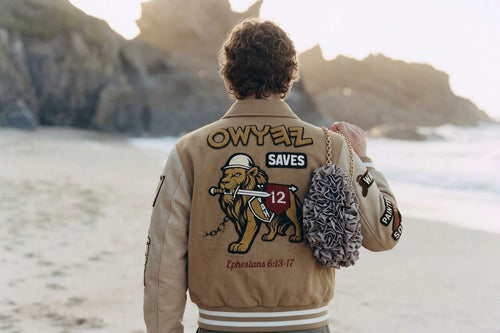 ‘Armor of YAH’ Wool/Leather Letterman Jacket