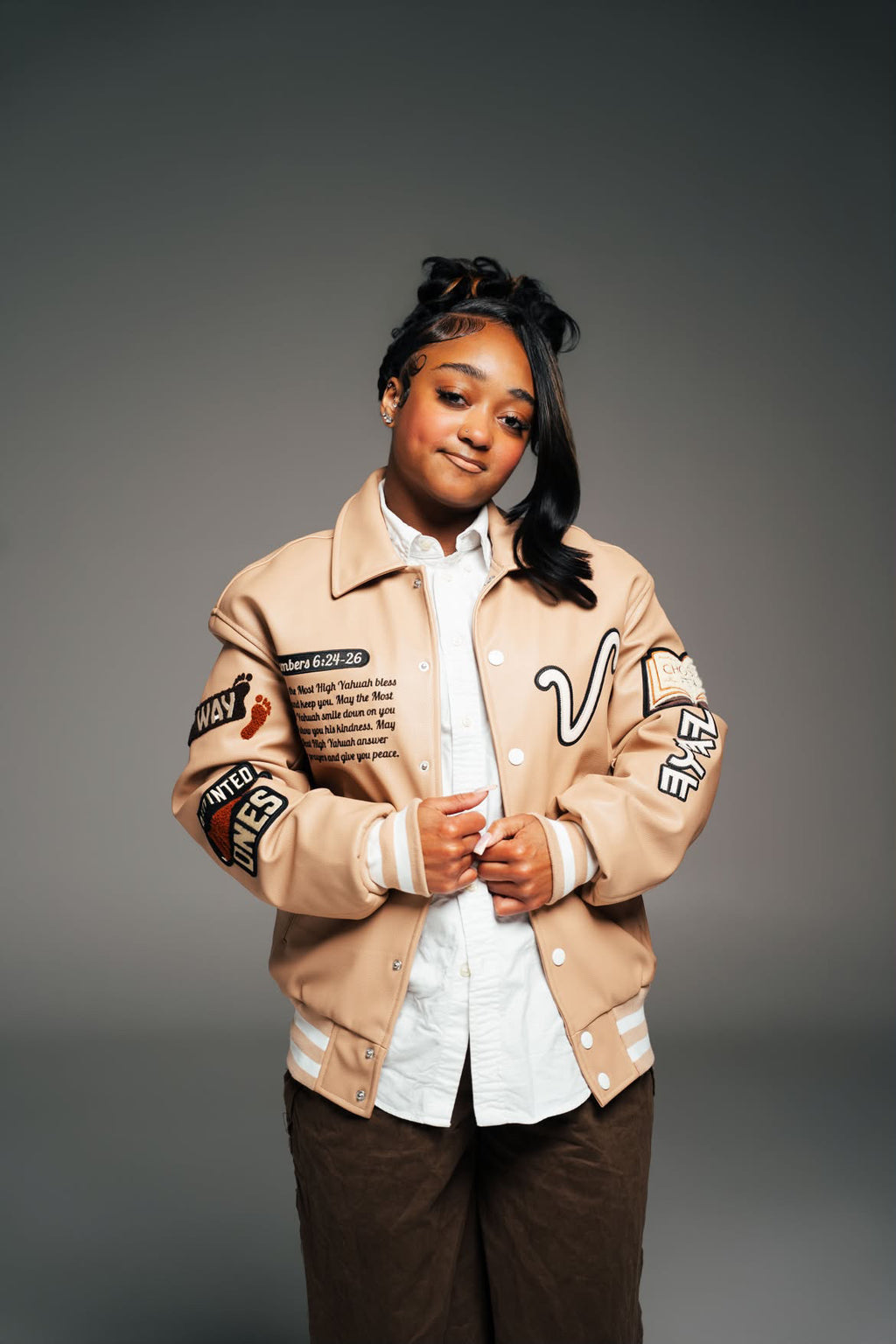 ‘Armor of YAH’ Full Leather Letterman Jacket