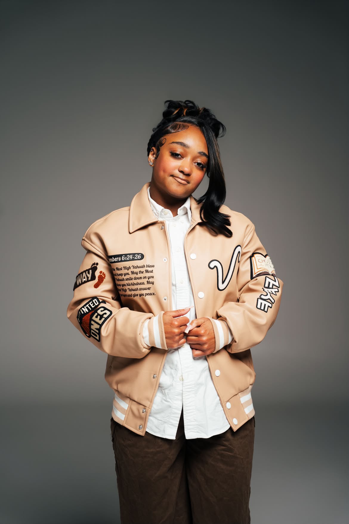 ‘Armor of YAH’ Full Leather Letterman Jacket