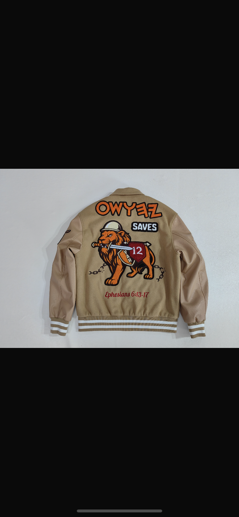 Armor of YAH Wool/Leather Letterman Jacket