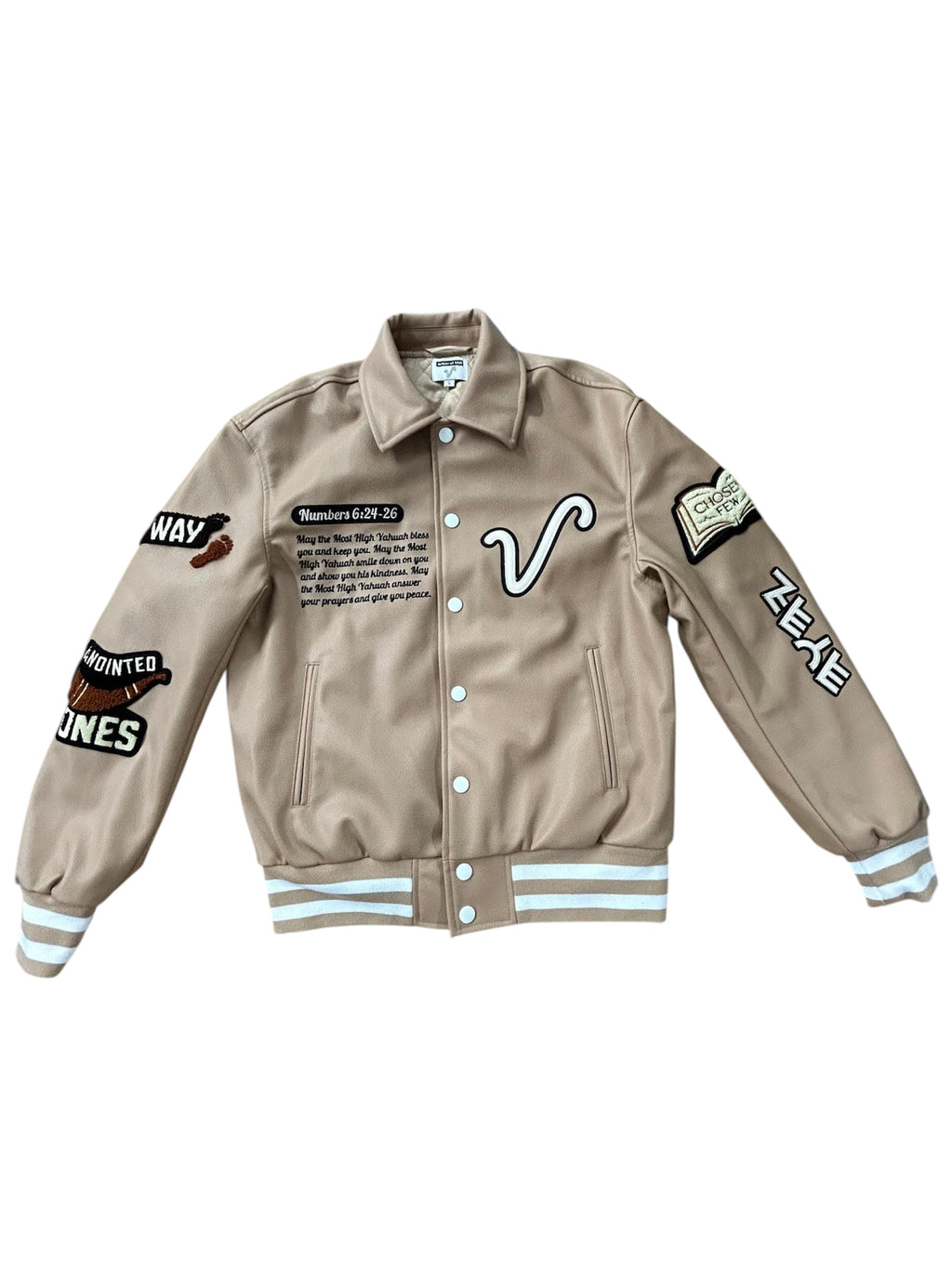 ‘Armor of YAH’ Full Leather Letterman Jacket