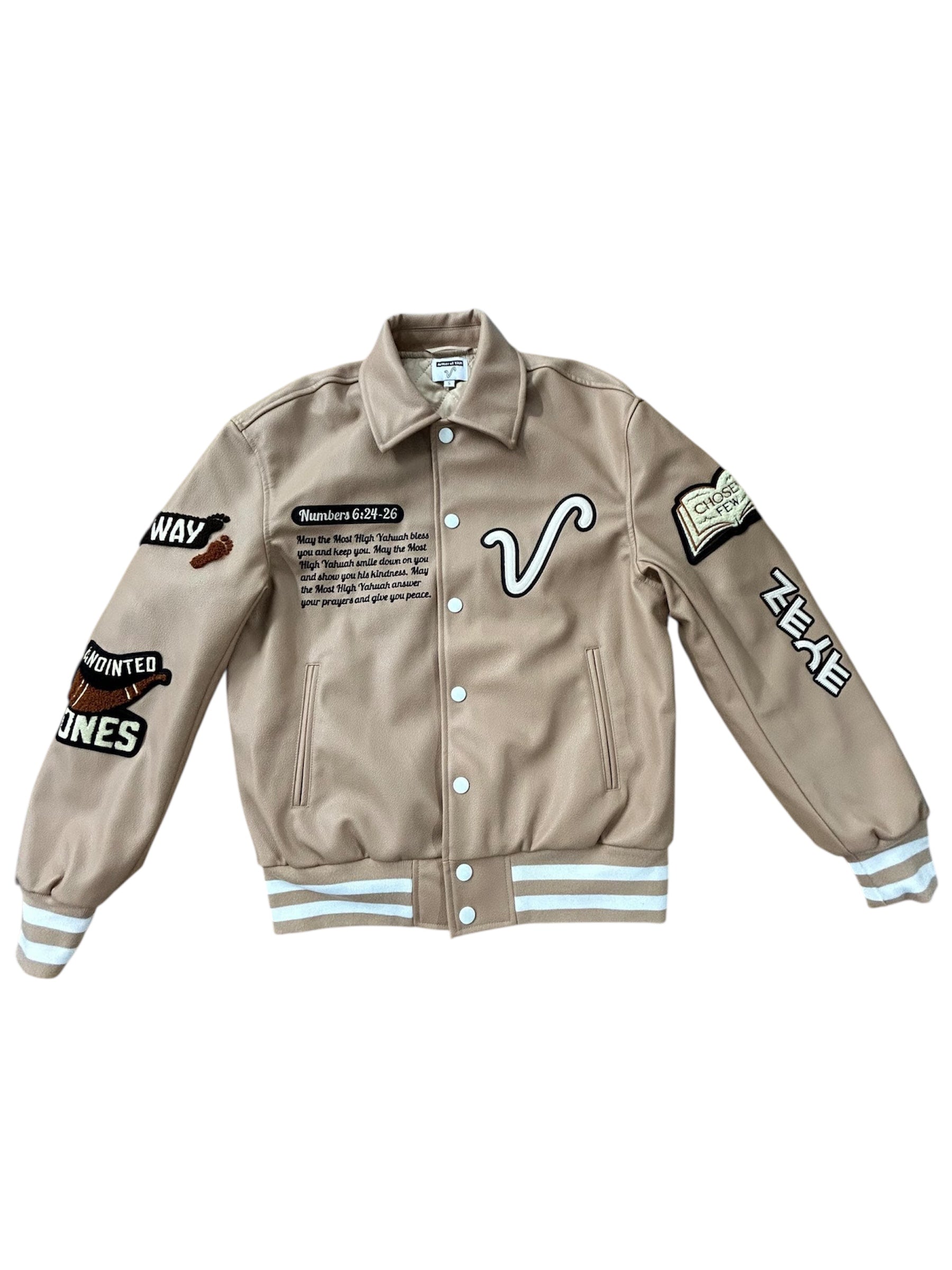 ‘Armor of YAH’ Full Leather Letterman Jacket