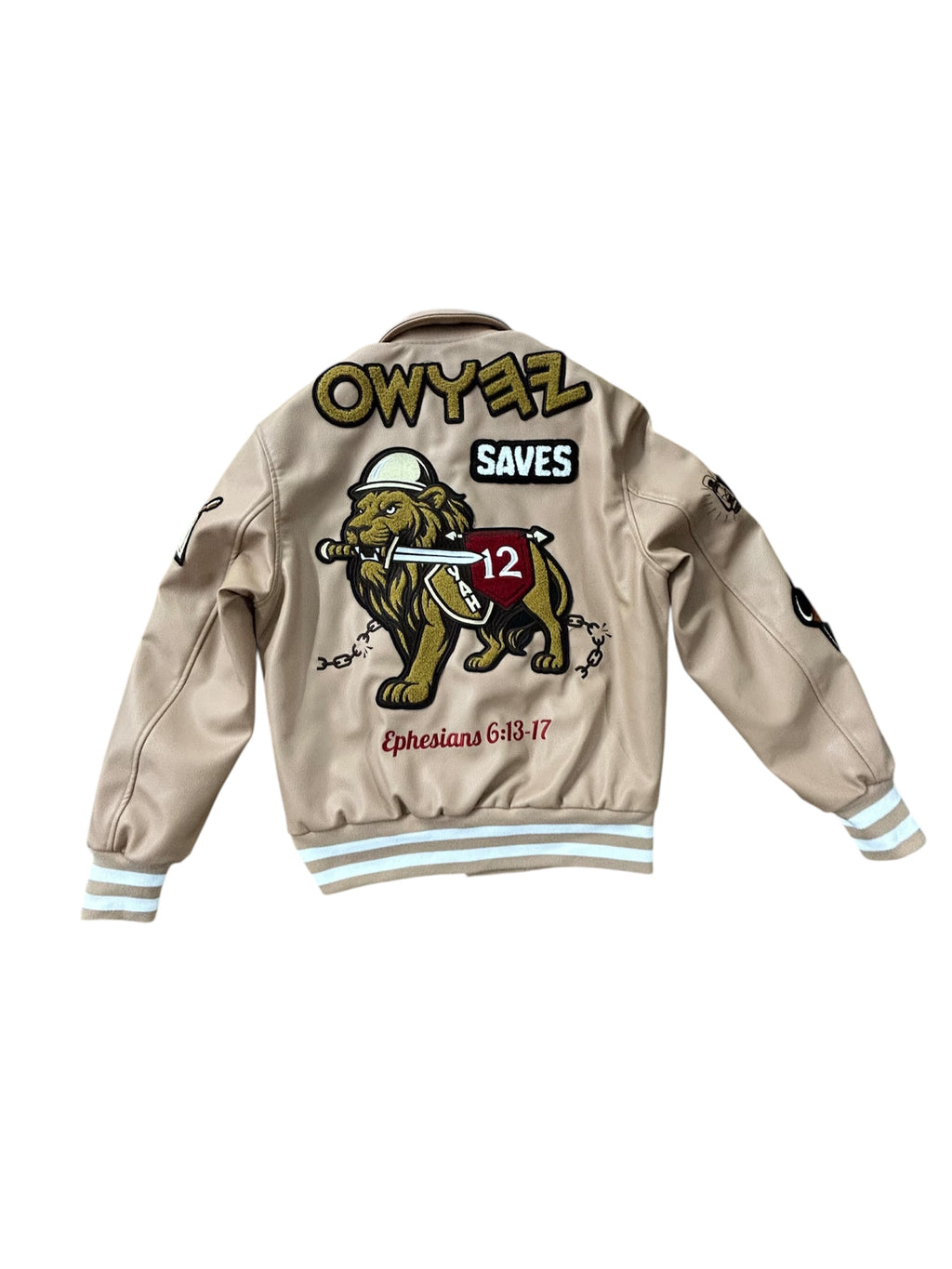 ‘Armor of YAH’ Full Leather Letterman Jacket