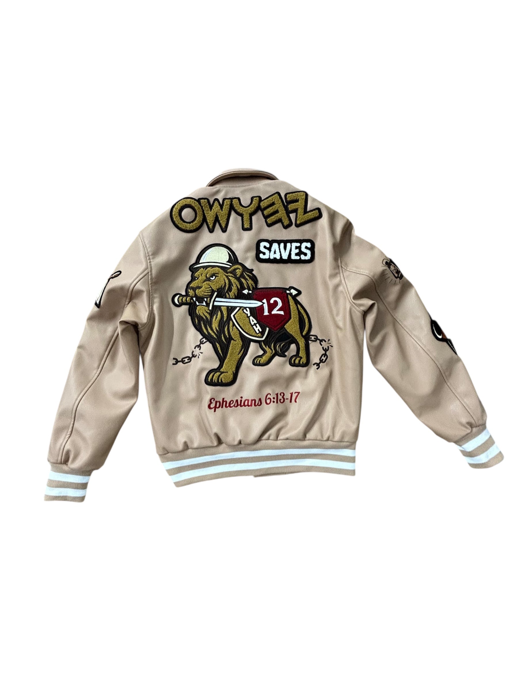 ‘Armor of YAH’ Full Leather Letterman Jacket